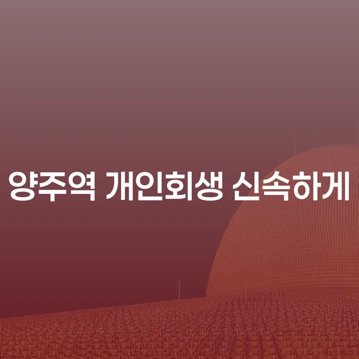 양주역 개인회생 신속하게